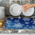 thumbnail image 5 of Winter Blue Snowflake Dish Drying Mat for Kitchen Counter Merry Christmas Snowflakes Drying Mats Xmas Holiday Dish Draining Mat Microfiber Absorbent Dish Drainer Rack Pad 16x18 Inch, 5 of 7