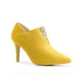 thumbnail image 1 of Unique Bargains Women's Rhinestone Stiletto Heel Ankle Booties Yellow (Size 6.5), 1 of 8