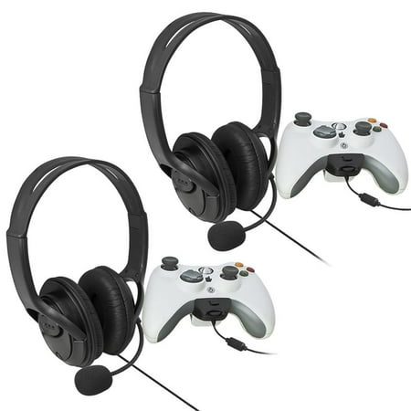 Insten Two Big Headset with Microphone MIC Earphone for Xbox 360 Xbox360 LIVE Black (2-Pack