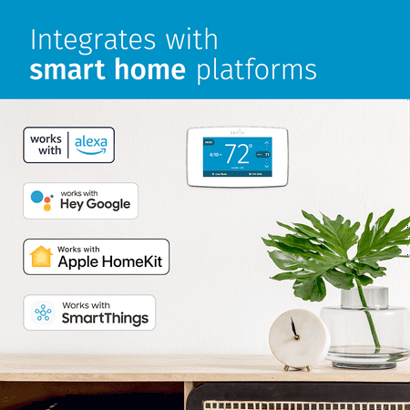 Emerson - Sensi Touch Smart Programmable Wi-Fi Thermostat-Works with Alexa, C-Wire Required - White
