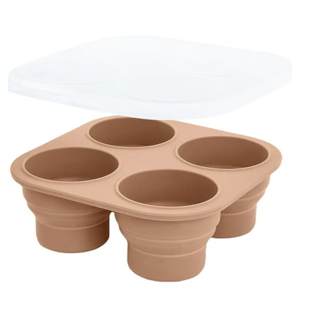 FEOYA Baby Food Freezer Tray infant food storage containers Silicone ice lattice mold with lid 4 Compartments for Homemade Baby Food Vegetable Fruit Puree Breast Milk