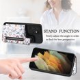 thumbnail image 4 of Nalacover Case for Samsung Galaxy S21 Ultra Wallet Case with Card Slots Zipper Pocket, Floral Pattern PU Leather Flip Kickstand Cover for Women Girls, RFID Blocking Shockproof Case, Black, 4 of 9