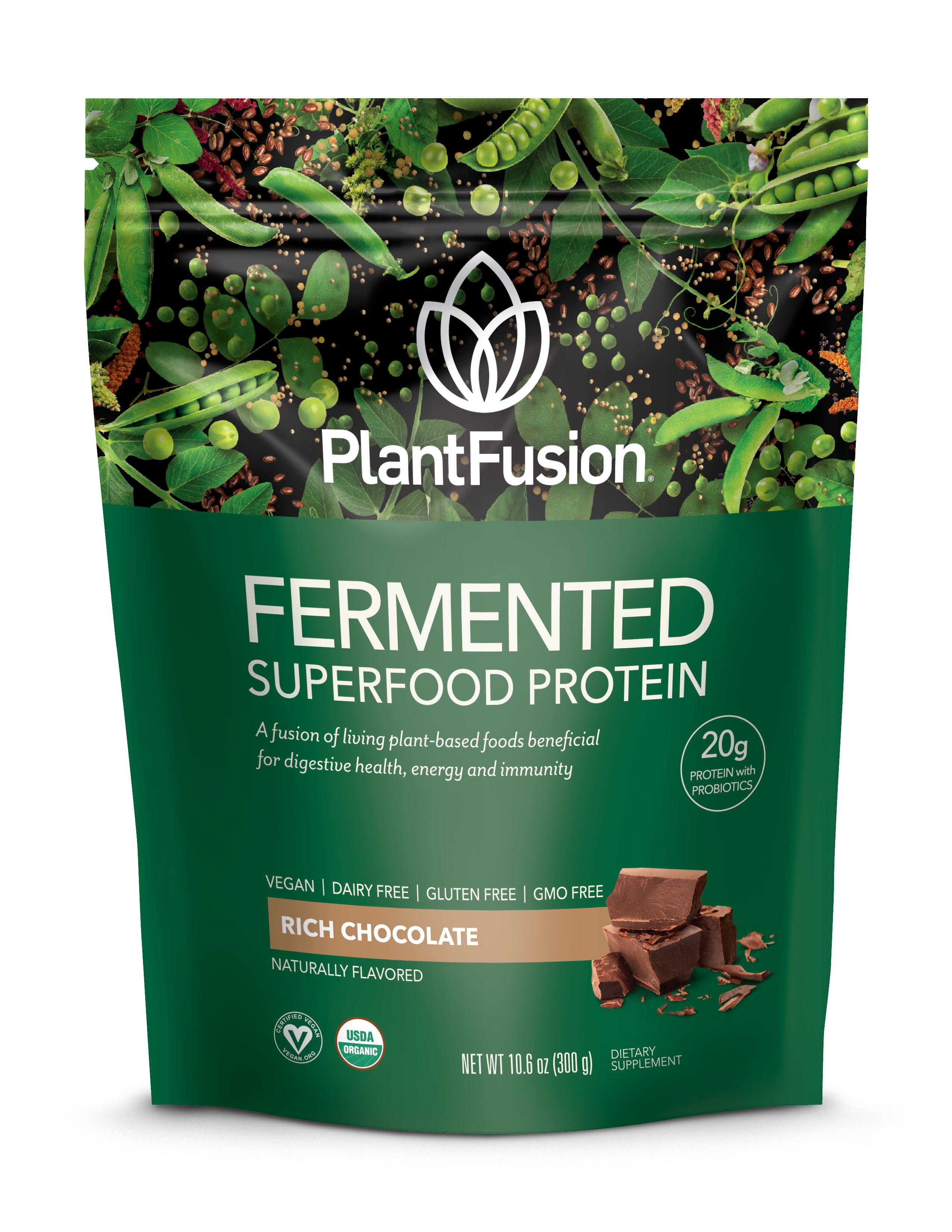 PlantFusion Fermented Superfood Protein Powder, Chocolate, 10.6 Oz