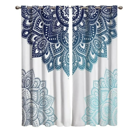 Carved Mandala Flowers Abstract Pattern Circles Window Curtains Scenic Curtains for Living Room Decorative Items Living Room