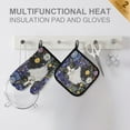 thumbnail image 4 of Yayeee Oven Mitts and Pot Holder Set of 2 Heat Resistant Kitchen Gloves Baking Hot Pad, Starry Cat Flower Pattern, 4 of 5