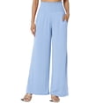 thumbnail image 1 of TheMogan Women's S~3X High Rise Smocked Elastic Waist Pull On Wide Leg Lounge Pants, 1 of 7