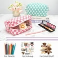 thumbnail image 4 of Checkered Makeup Bag for Purse Portable Zipper Make Up Pouch Small Cosmetic Case for Travel Accessories Pink White, 4 of 10