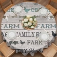 thumbnail image 2 of Farmhouse Round Tablecloth 60 inches Green Black Barn Cow Pig Chicken Brown Wood Grain Waterproof Oil-Proof Table Cloth Round Table Cover for Holiday Party Picnic Dinner Decor Indoor and Outdoor Use, 2 of 9