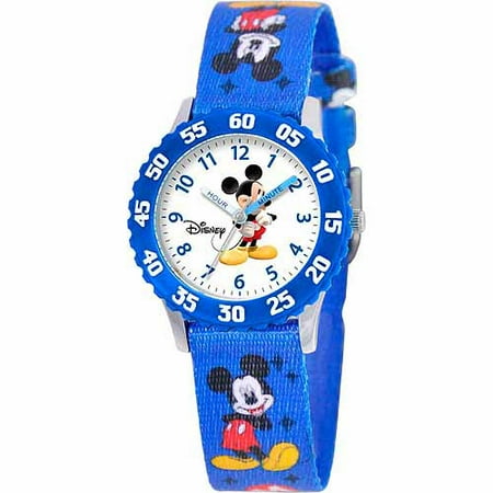 Disney Mickey Mouse Boys' Stainless Steel Watch, Blue Strap
