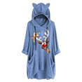 thumbnail image 1 of Top de manga larga con cuello redondo y capucha para mujer con estampado navideño y bolsillo suelto para mujer Pompotops FGAJ11136, 1 of 6