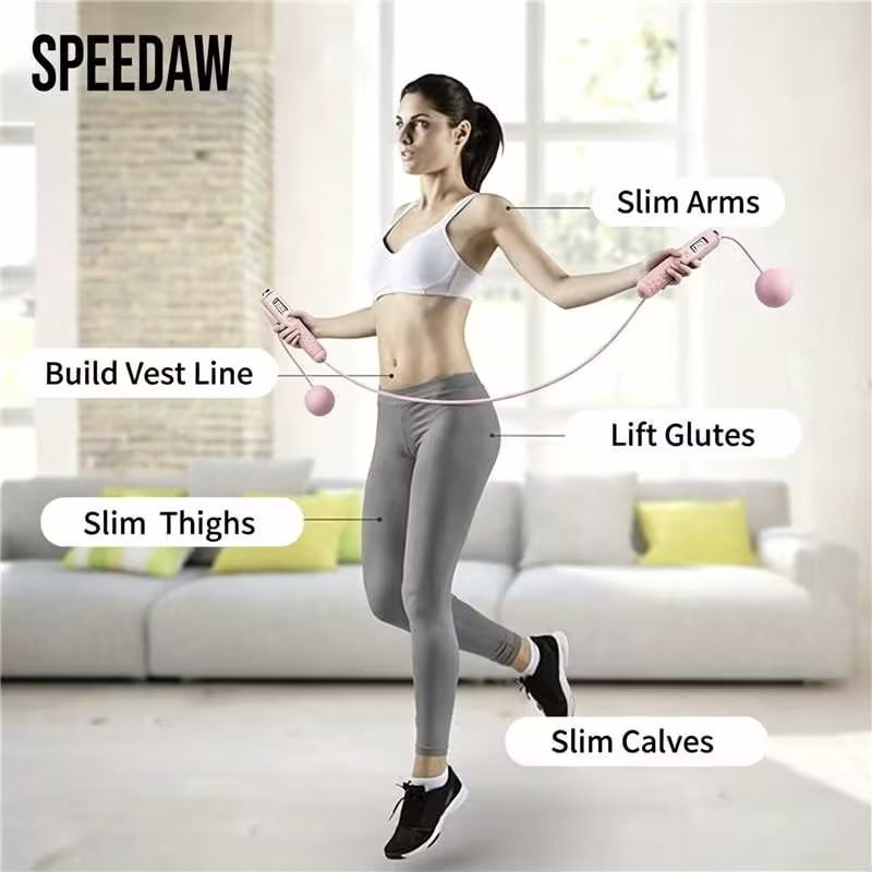 2-in-1 Wireless Jump Rope with Weighted Balls, Smart Display, and Accurate Counting—Perfect for Men and Women’s Fitness and Cardio Workouts (Pink)