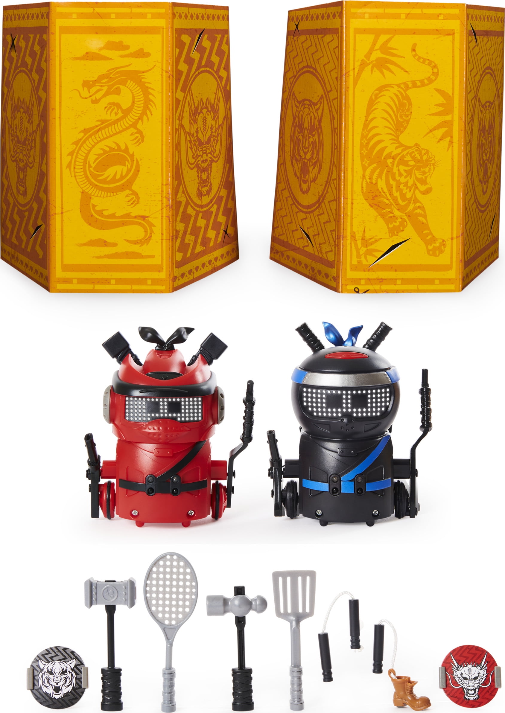 Ninja Bots 2-Pack, Hilarious Battling Robots (Red/Black) with 6 Weapons and Over 100 Sounds and Movements