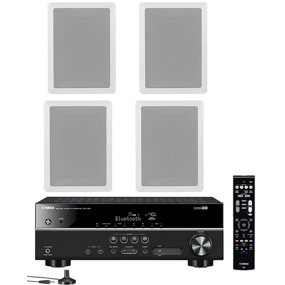 Yamaha 5.1-Channel Wireless Bluetooth 4K A/V Home Theater Receiver   Yamaha High-Performance Natural Sound 3-way in-wall front/center speaker system (Set of 4)