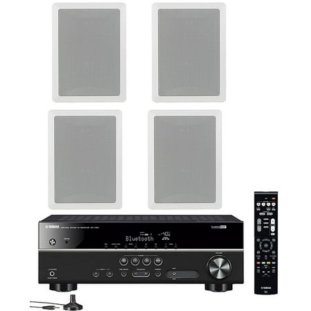 Yamaha 5.1-Channel Wireless Bluetooth 4K A/V Home Theater Receiver + Yamaha High-Performance Natural Sound 3-way in-wall front/center speaker system (Set of 4)