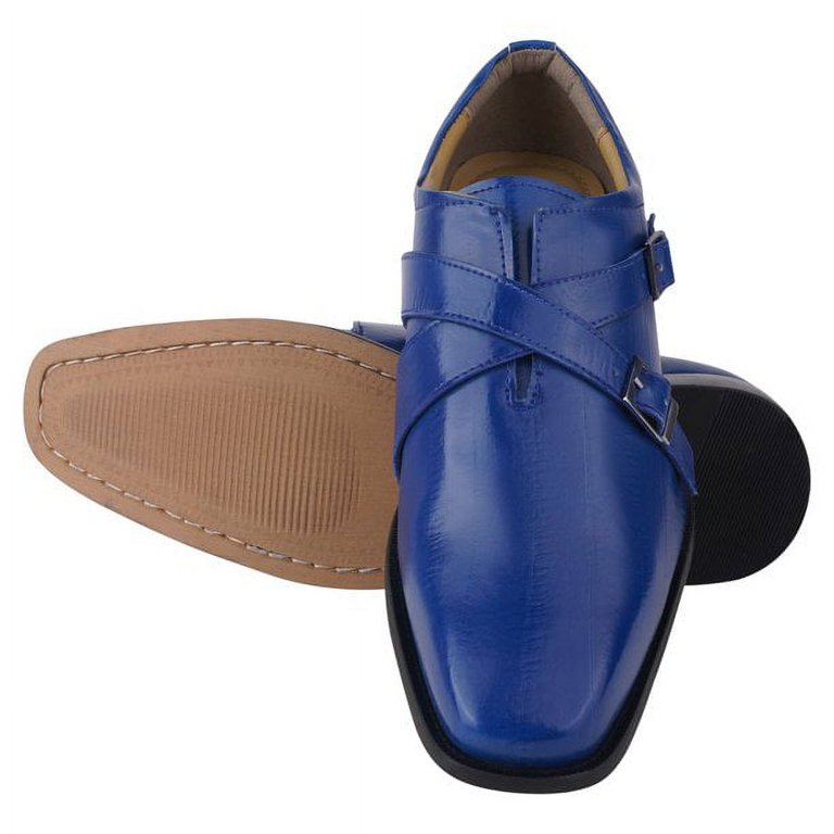 LIBERTYZENO Mens Dress Male Double Monk Strap Shoes, ROYAL 