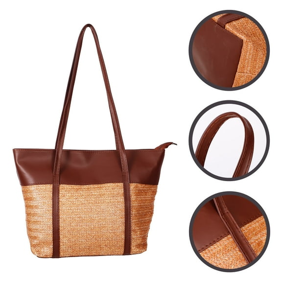 HAMPPLIES 1Set Handbag For Women Straw Tote Bag Rectangular Large Capacity 39.0X25.8X13.8In