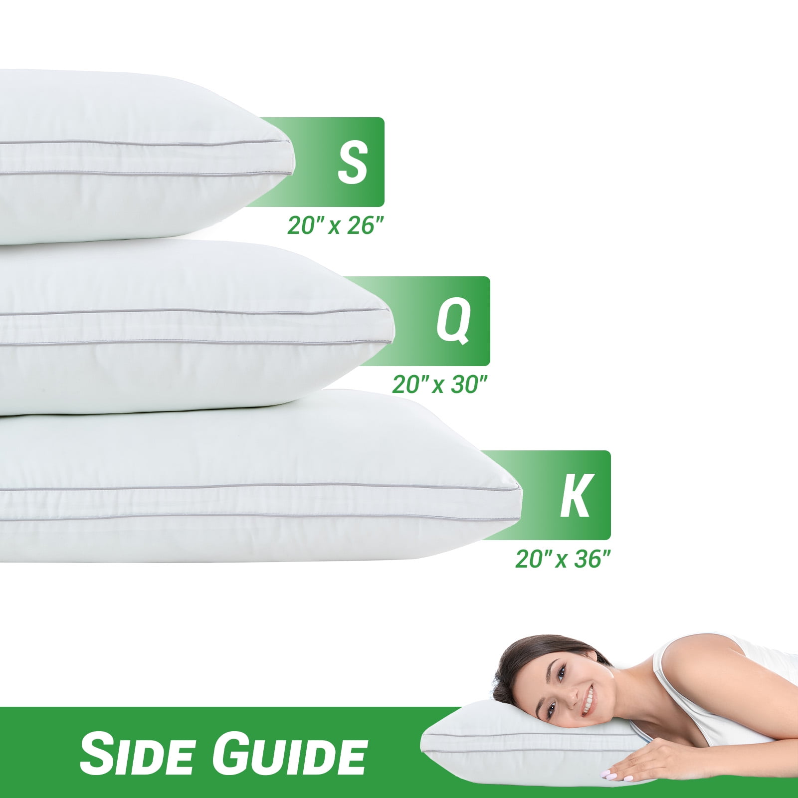 GOGREEN 2 Pack Pillows for Bed, Standard Size Pillows Insert for Side and Back Sleepers, Soft Down Alternative Microfiber Filled Extra Firm Pillows, 20 x 26 Inches