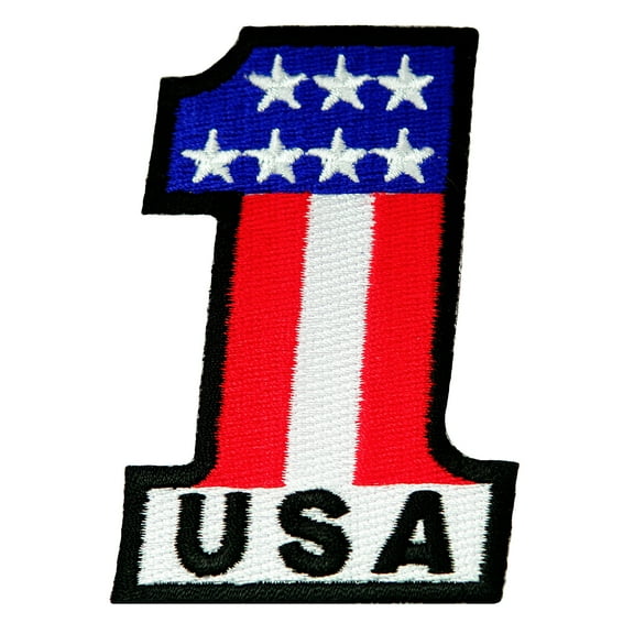 USA Number One Embroidered Iron-on Biker Patch
