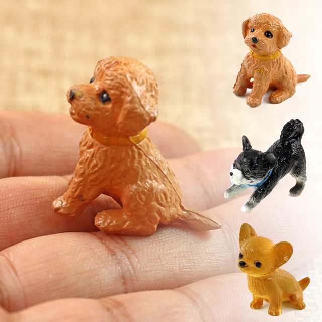 Mini Dog Figurines Toy , Realistic Detailed Plastic Puppy Figures