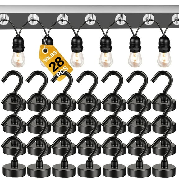 NAISHIER 28 Pack Magnetic Hooks, 30Lbs Strong Heavy Duty Cruise Magnet S-Hooks for Classroom, Fridge, Hanging, Cabins, Grill, Kitchen