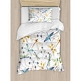 thumbnail image 3 of Dragonfly Duvet Cover Set Queen Size, Moth Butterfly Like Bugs in Watercolor Print Modern Minimalist Design Art Print, Decorative 3 Piece Bedding Set with 2 Pillow Shams, Multicolor, by Ambesonne, 3 of 3