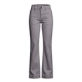 thumbnail image 4 of Karymi Sweatpants Women Solid Double Button High Waist Micro Flare Pants, Front Patch Pocket Stretch Long Trousers, Casual Daily Cargo Bootcut Pants Linen&nbsp;Pants&nbsp;Women, 4 of 6