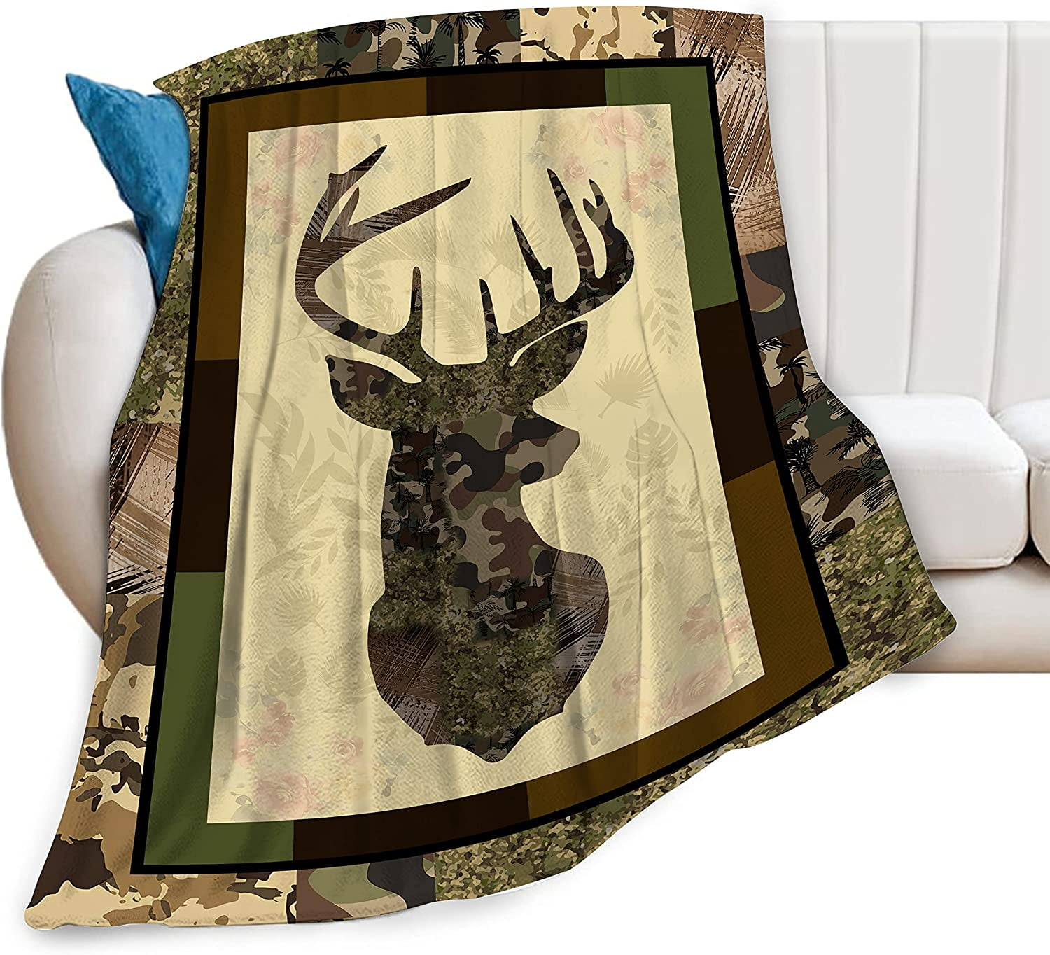 Deer Camouflage Throw Blanket Cozy Plush Camo Hunting Flannel Fleece ...