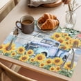 thumbnail image 3 of Sunflowers Trucks Placemats Set of 8 Spring Farmhouse Eucalyptus Teal Wood Place Mats Indoor Wipeable Table Mats Washable Cloth Dining Table Placemats for Kitchen Holiday Party Home Decor 13x19 Inch, 3 of 9