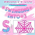 thumbnail image 2 of Spider Theme 3rd Birthday Banner, Pre-strung Swinging into 3 Banner, Ghost Spider 3rd Birthday Decorations Party Supplies for Kids, Third Decor for 3 Year Old Boys Girls(Pink and Blue), 2 of 7