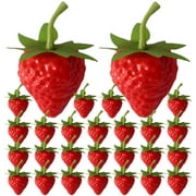 50pcs Artificial Strawberry Decors Plastic Models Fake Fruits Ornaments Photography Decors
