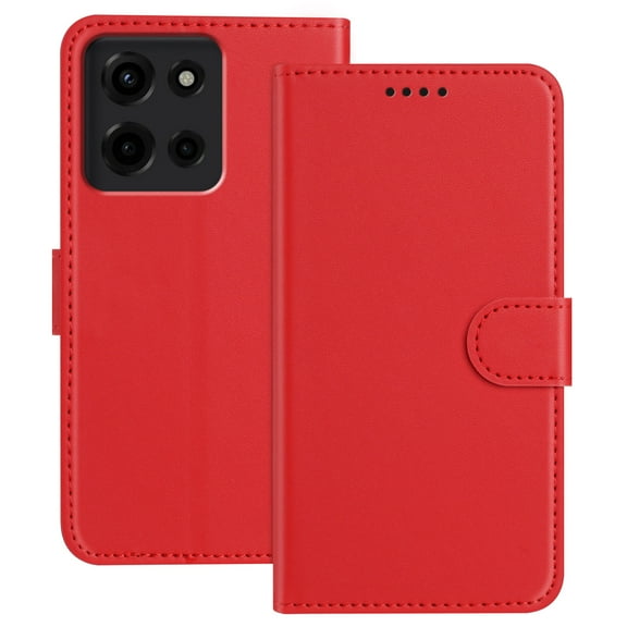 Allytechgroup Case for Motorola G Stylus 5G (2025) with Credit Card Slot, Slim Luxury PU Rugged Non-Slip Grip Shockproof Bumper Full Body Protective Cover Men Women Phone Case, Red
