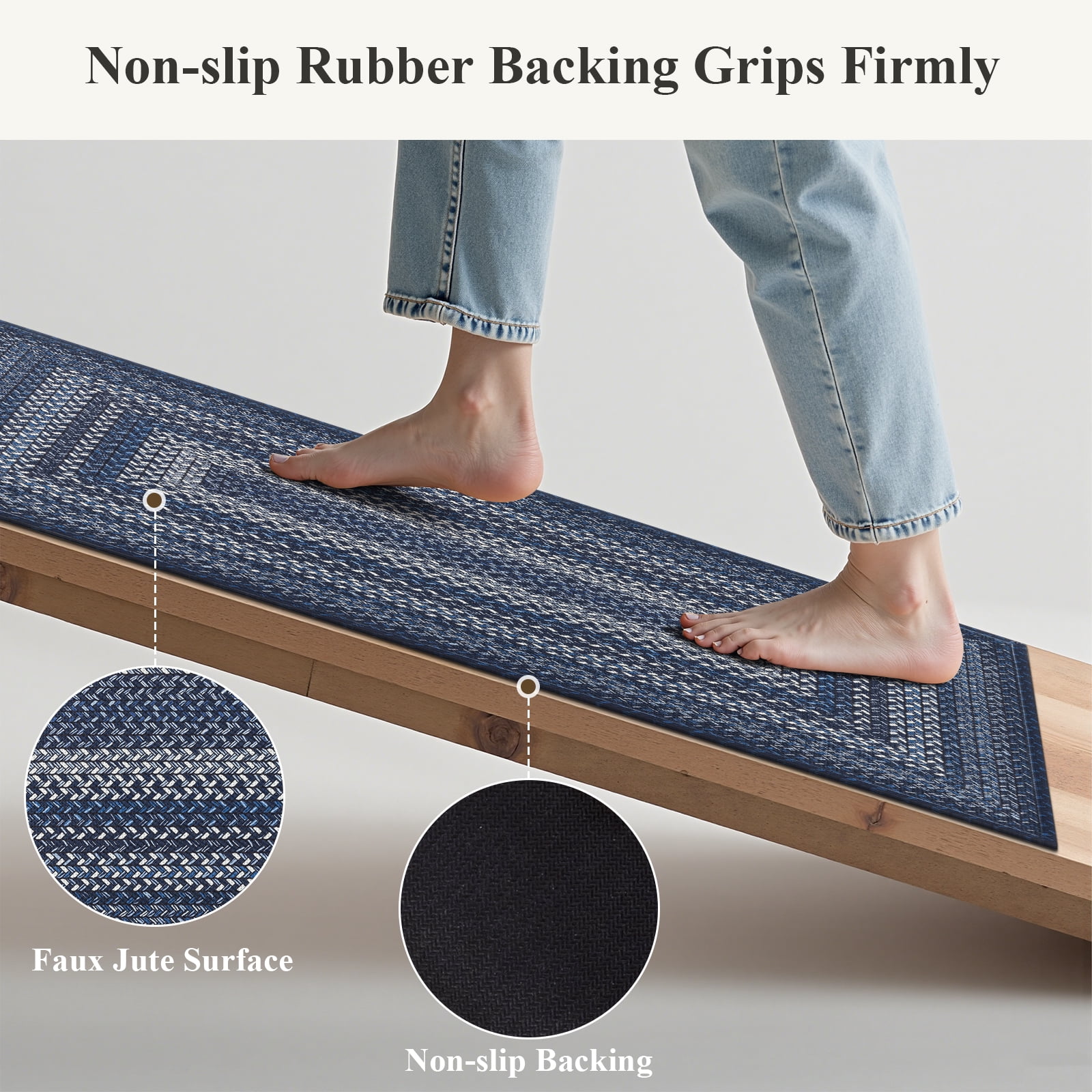 Enyhom Front Door Mat 24" x 36" Heavy Duty Durable Welcome Mat for Outdoor Indoor, Dirt Trapper Doormat ,Blue