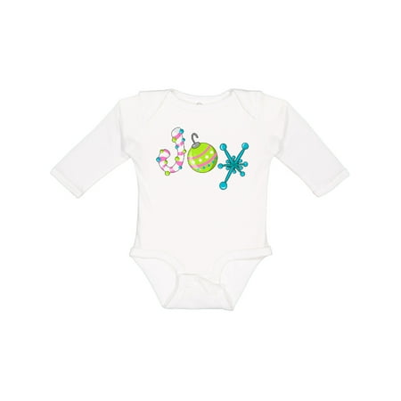 

Inktastic Joy-candy cane bulb snowflake for Christmas Boys or Girls Long Sleeve Baby Bodysuit