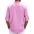 thumbnail image 4 of Evdexr Mens Linen Shirts Henley 3/4 Sleeve T-Shirt 2026 Summer Oversized Casual Tees Lightweight Button Up Breathable Vacation Tops XL, 4 of 5