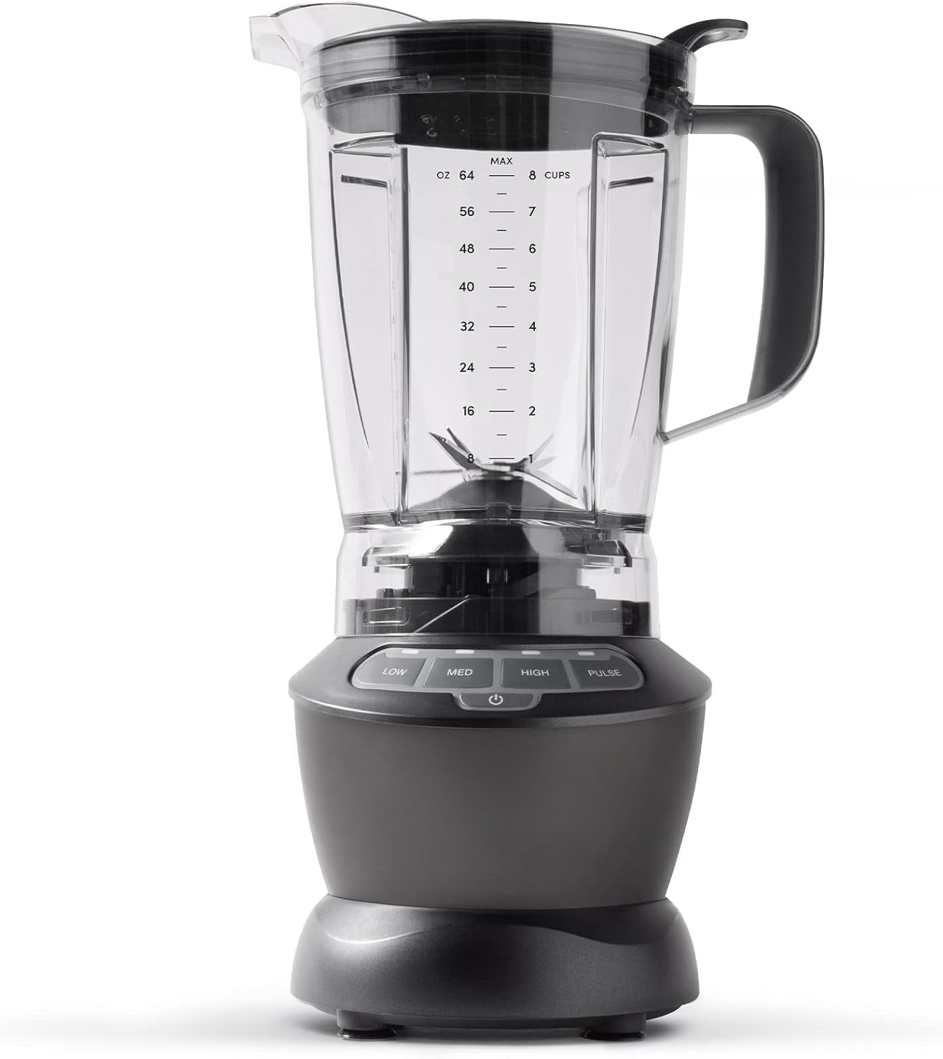 Dark Gray Countertop Blender, 64Oz 1200W Multi-Functional Blender for Smoothies, Shakes, Frozen Drinks & Food Prep, Powerful Kitchen Appliance