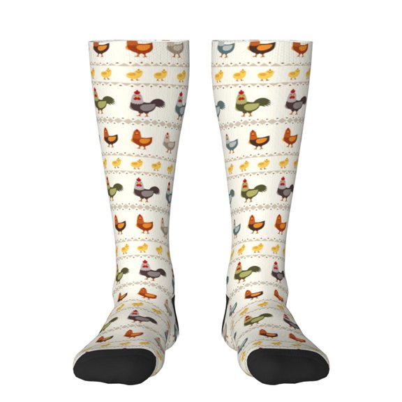 Balery Funny Chicken Printed Novelty Socks Men's Women's Crew Socks Sports Socks Knee High Socks Cotton Socks Quirky and Cool Socks