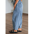 thumbnail image 3 of Myosotis Large Patch Pocket High Waist Drawstring Barrel Jeans for Women - [ZhiHiMeRi] | 10, 3 of 7