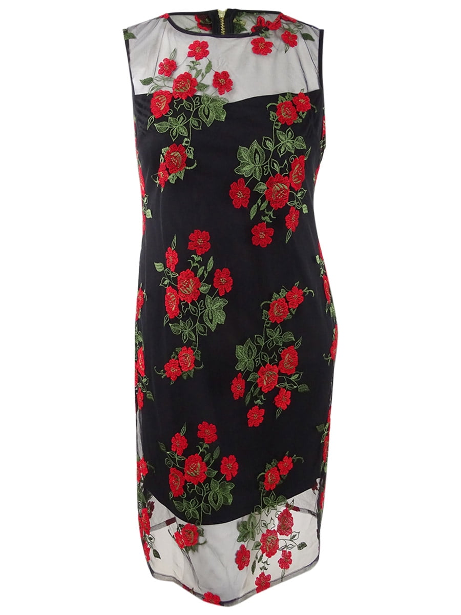 Calvin Klein Black Dress With Red Flowers new Zealand, SAVE 32 