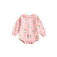 thumbnail image 1 of TSEXIEFOOFU Infant Baby Girls Christmas Romper Santa Print Round Neck Long Sleeve Bodysuits, 1 of 9