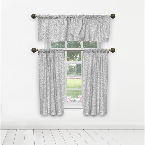 Liliana Cotton Print Kitchen Curtains And Valances Set Walmart Com Walmart Com