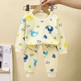 thumbnail image 2 of NOLDARES Toddler Boys Casual Fall Set 2 Piece Long Sleeve Print Pattern Pullover Tee Elastic Waist Joggers Soft Warm Outfits Clothes Size:1-2 Y,Light Yellow, 2 of 6