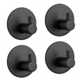 thumbnail image 1 of Sailing 4 ganchos adhesivos, toallero, ganchos de acero inoxidable, ganchos individuales, sin perforaciones, para cocina y sala de estar, 4 ganchos de acero inoxidable (stra redondo negro, 1 of 5