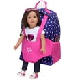 thumbnail image 4 of Sophia's White Polka Dot Backpack Carrier for 15'' and 18'' Dolls, Navy/Hot Pink, 4 of 9