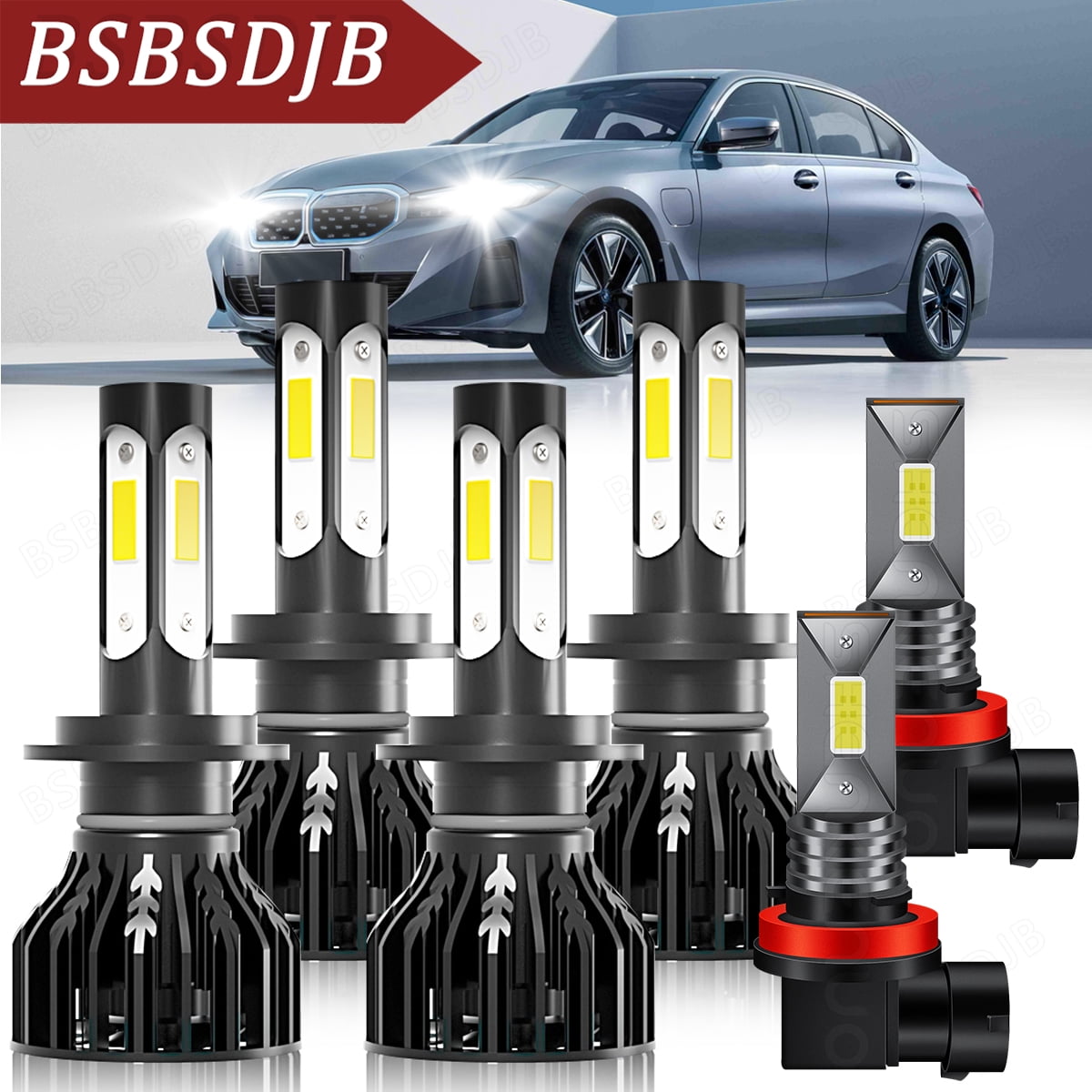 For BMW X3 2011 2012 2013 2014 Combo 6000K White LED Headlight + Fog Light Bulbs