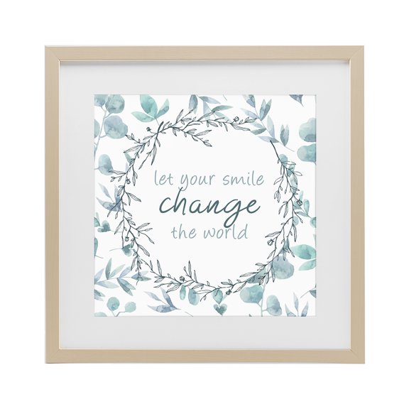 Stupell Industries Farmhouse Smile Change The World Birch Framed Print Under Glass, 13 x 13, by Kim Allen