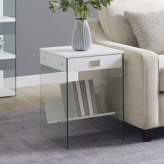 Convenience Concepts SoHo 1 Drawer End Table with Shelf, White