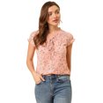 thumbnail image 1 of blusa de gasa con mangas casquillo ligera con volantes para mujer Rosa oscuro S, 1 of 6