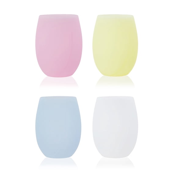 True Flexi Aerating Silicone Tumblers, Stemless Flexible Silicone Wine Glasses, 16 Ounces, Set of 4, Dishwasher Safe Drinkware, Multicolor Assorted Colors
