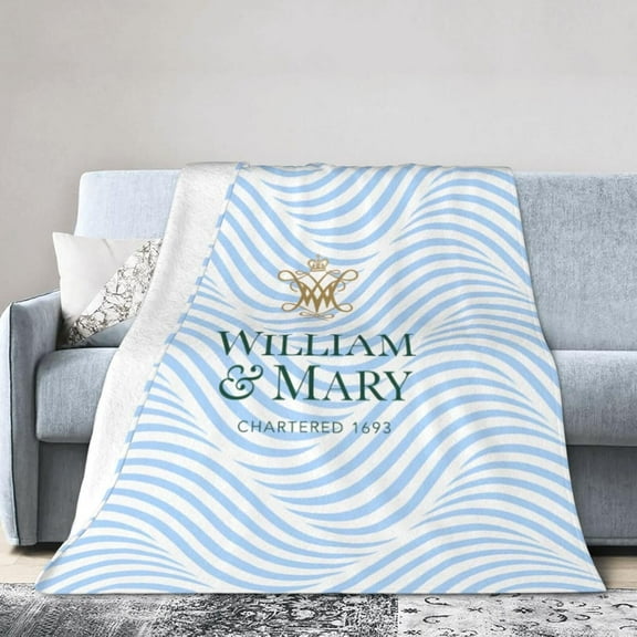 College of William and Mary Logo Fleece Blanket, Very Soft Microfiber Flannel Blanket for Couch Warm and Cozy for All Seasons