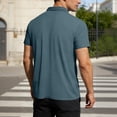 thumbnail image 4 of Men's Color-Block Stretch Polo Shirt Short-Sleeve Collared Button Placket Casual Daily Light Commute Spring & Autumn Wear,Navy,L, 4 of 6